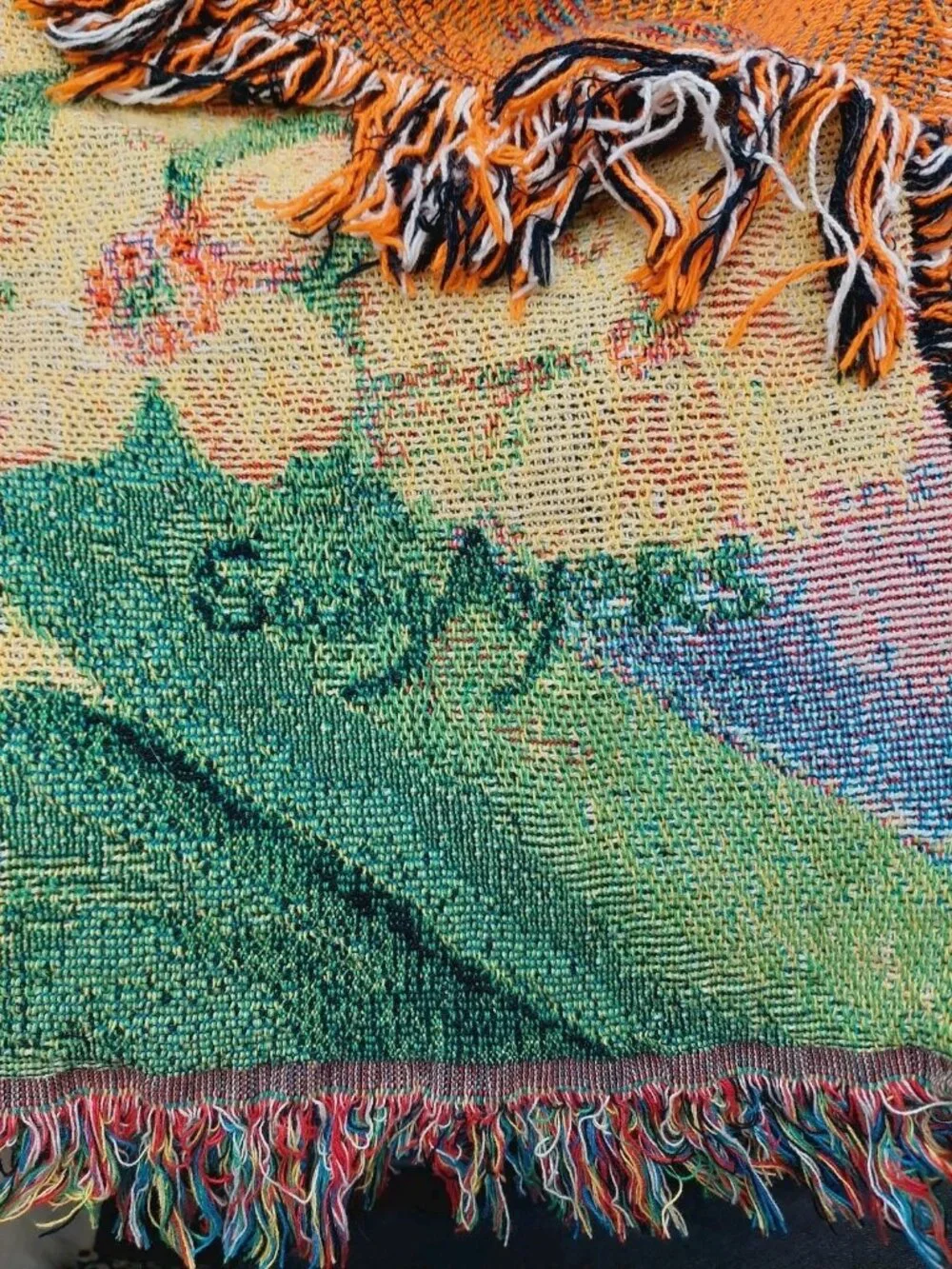 Monarch Butterfly Tapestry Blanket Throw Fringed 60